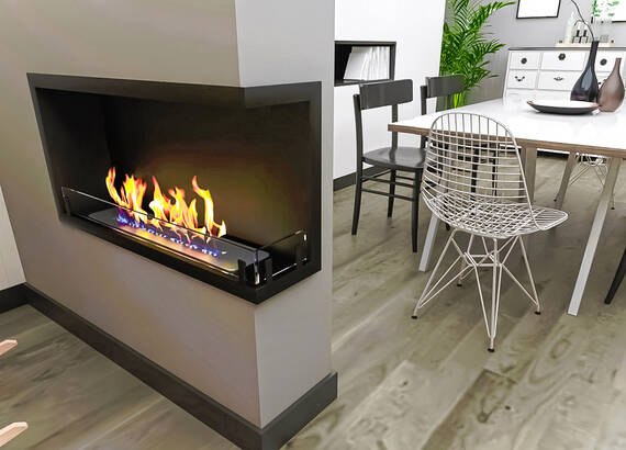 Встраиваемый биокамин Zefire Contour угловой 900 правый (Estetic Flame)