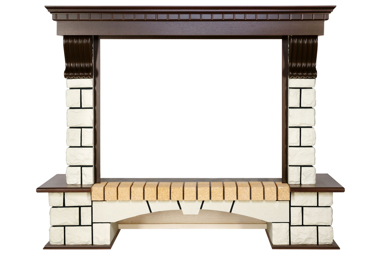 Каминокомплект Royal Flame  Pierre Luxe - Темный дуб / Белый (Высота 1095мм) с очагом Dioramic 33 LED FX