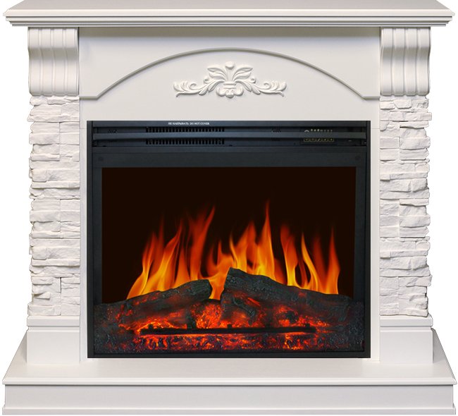 Каминокомплект Royal Flame  Prague - Сланец бежевый / белый с очагом Jupiter FX New