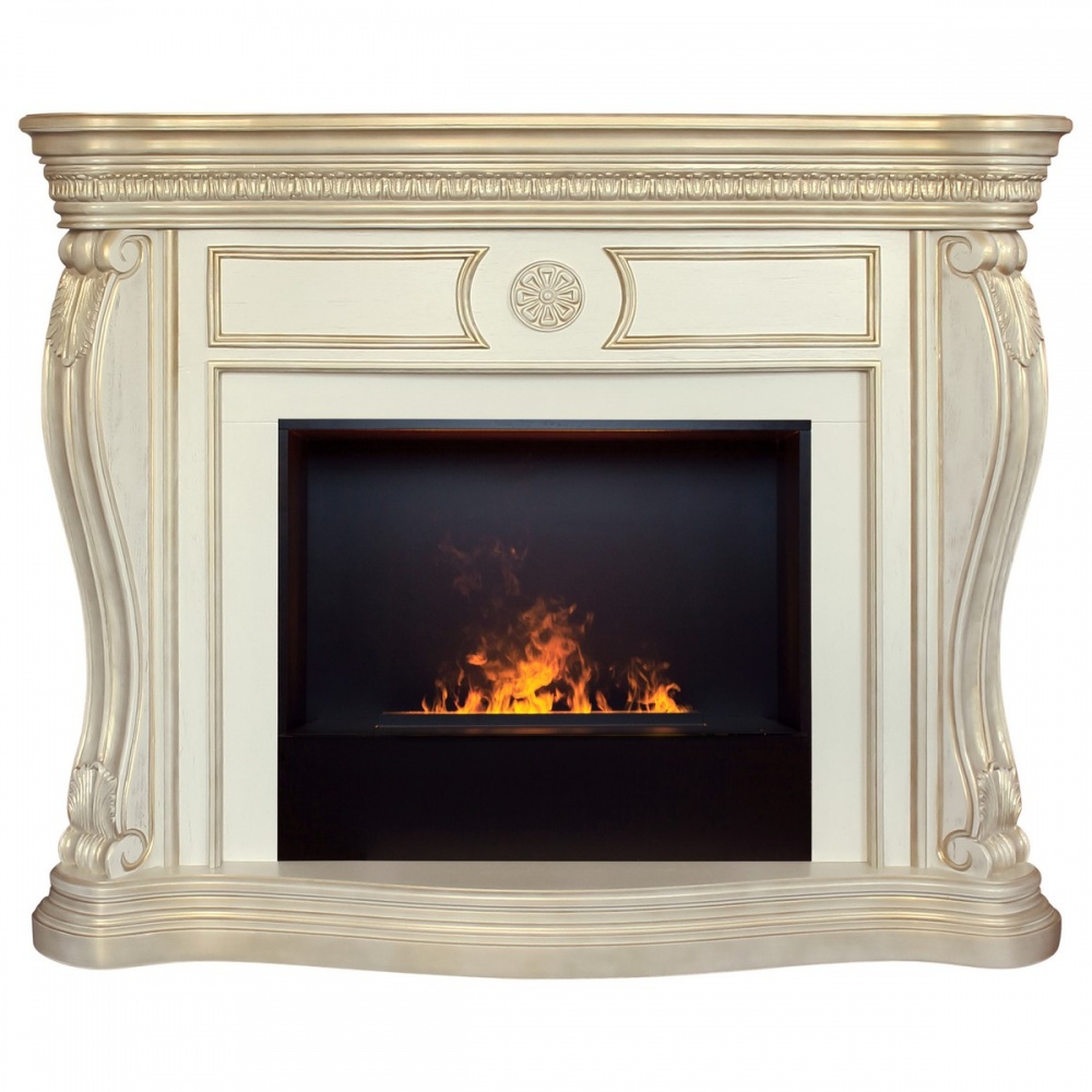 Электрокамин RealFlame  Barcelona 33 WT с очагом 3D Cassette 630 Black Panel