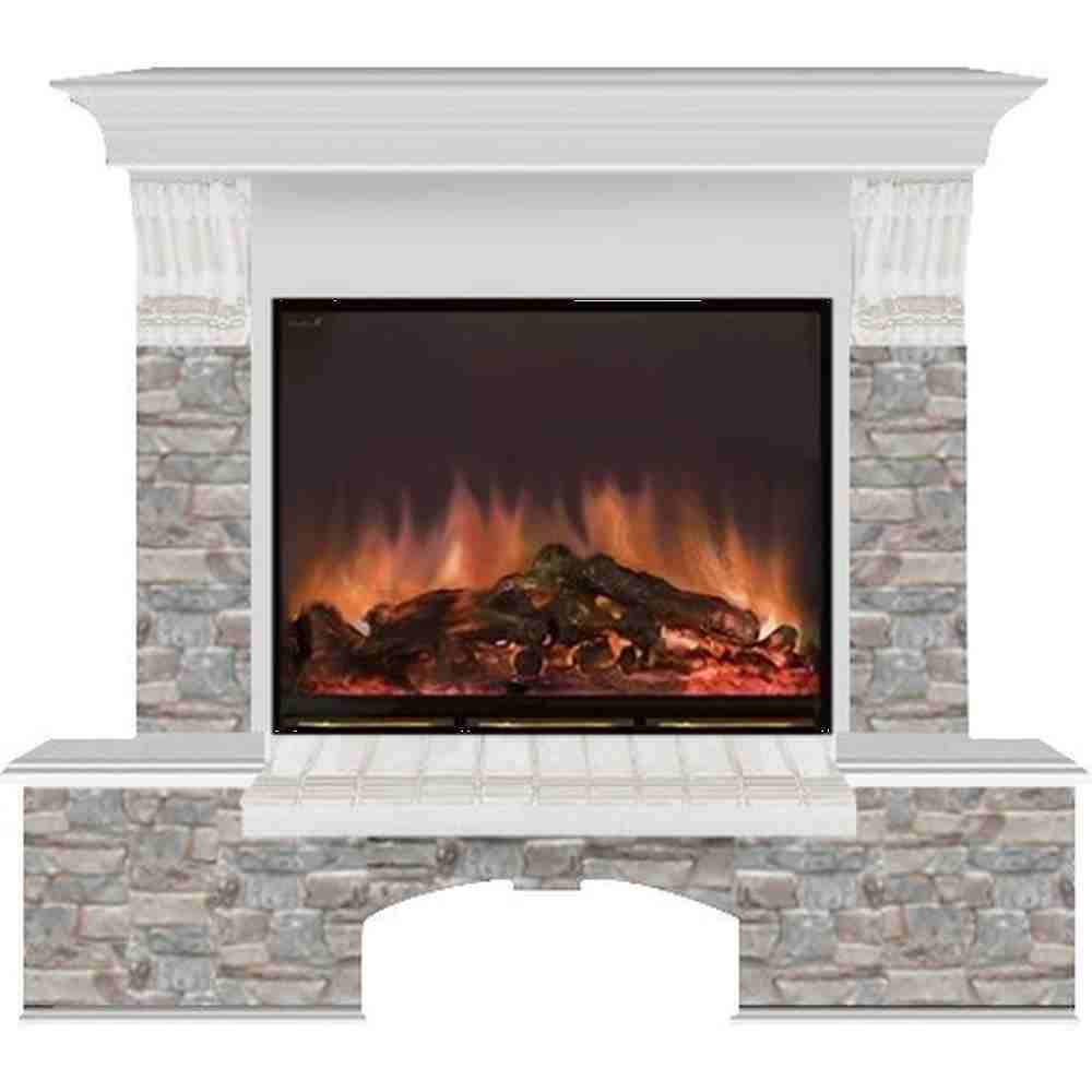 Каминокомплект Glenrich Бостон Arte 28 беленый дуб