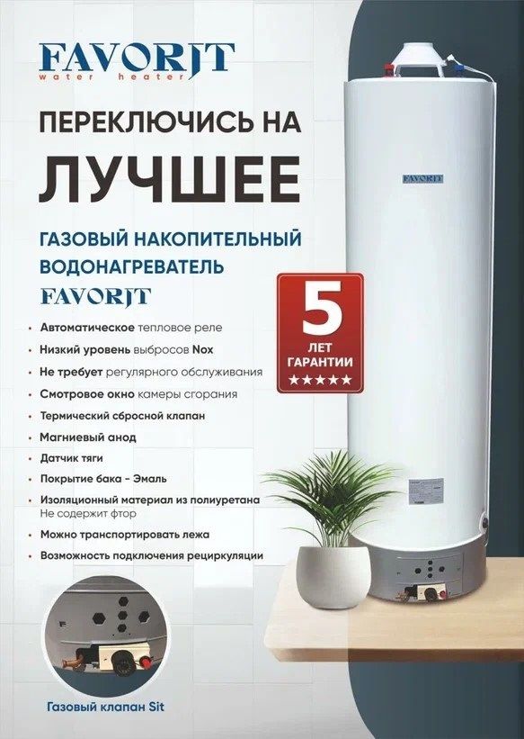 Газовый накопительный водонагреватель Favorit FGS-120L GSWH