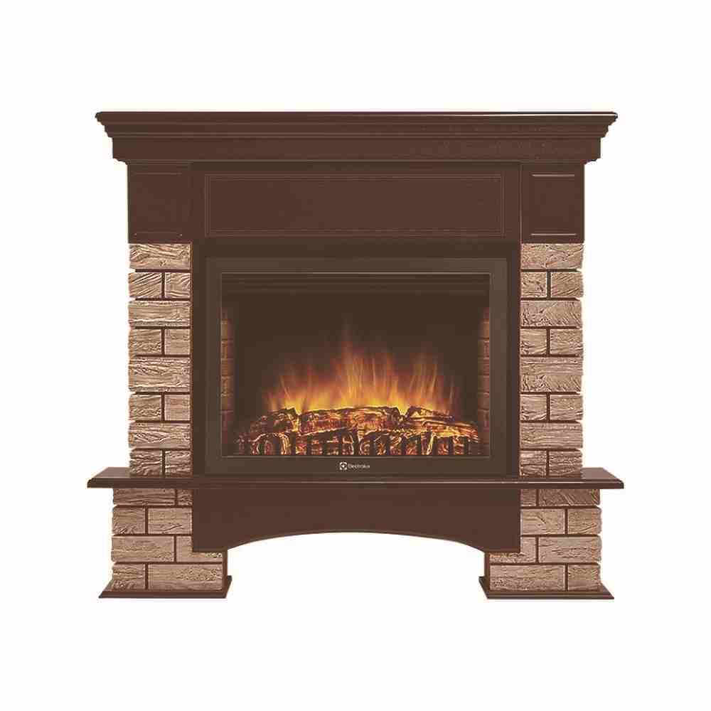 Каминокомплект Electrolux Forte Wood 25U (угловой) с очагом EFP/P-2520LS камень коричневый, дуб