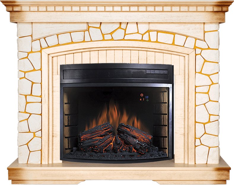 Каминокомплект Royal Flame  Glasgow - Слоновая кость с патиной с очагом Dioramic 28 LED FX