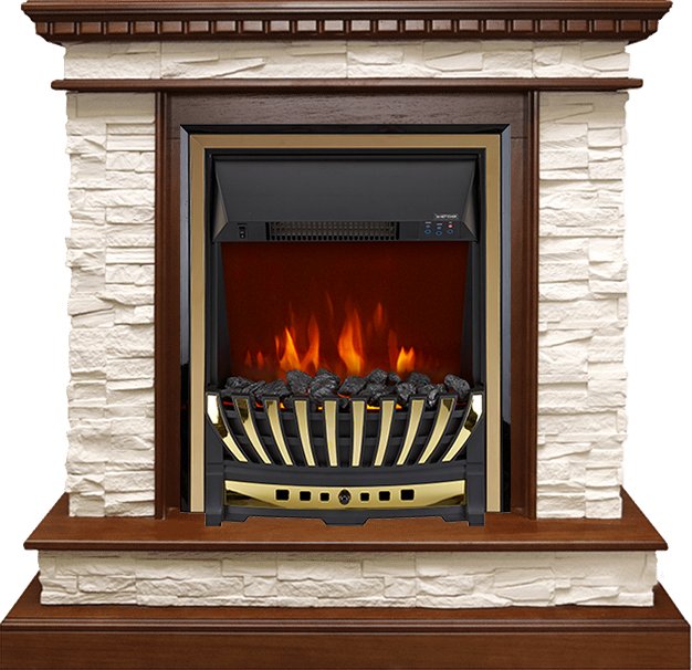 Каминокомплект Royal Flame  Calgary - Дуб / Сланец белый с очагом Aspen Gold