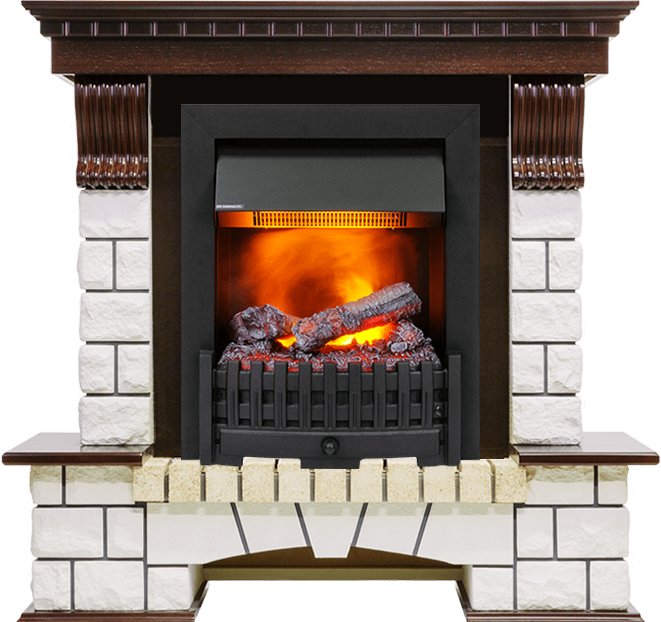 Каминокомплект Dimplex Pierre Luxe угловой - Темный дуб / Белый (Высота 1050мм) с очагом Danville Black FB2