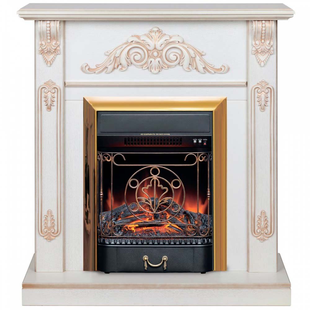 Электрокамин RealFlame Anita WT с очагом Majestic Lux Brass