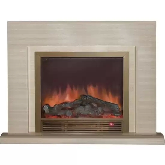 Каминокомплект Glenrich Астория Delux 39 Sharm39 brass беленый дуб