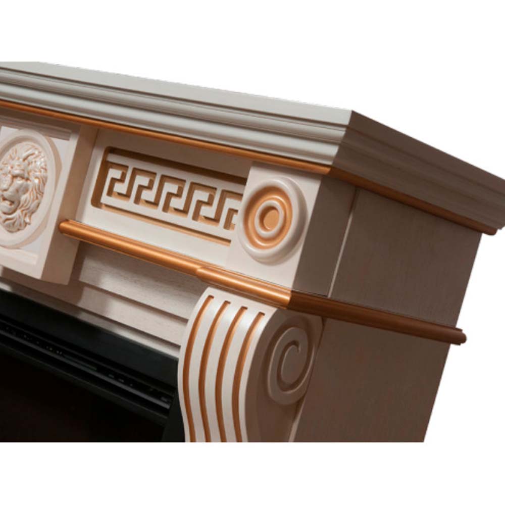 Каминокомплект Electrolux Vittoriano 26/30 с очагом EFP/P-2620RLS белёный дуб с золотой патиной