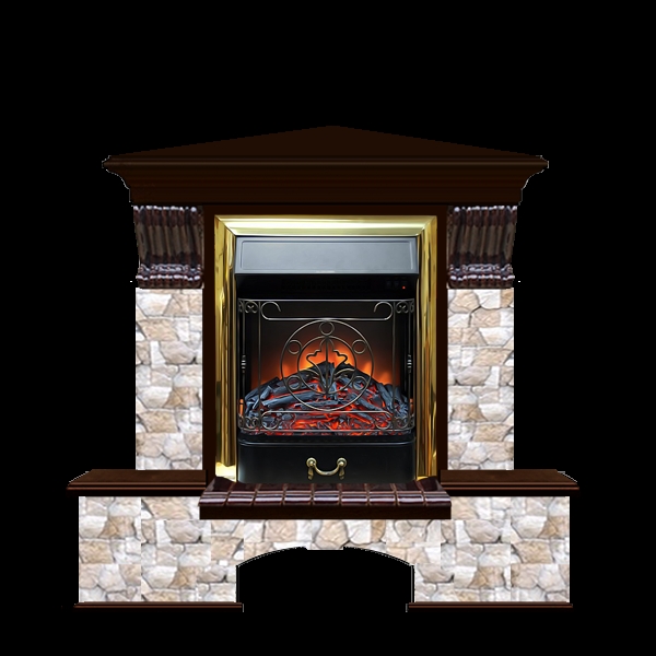 Каминокомплект Glenrich Бостон К угловой (Fobos brass) красное дерево