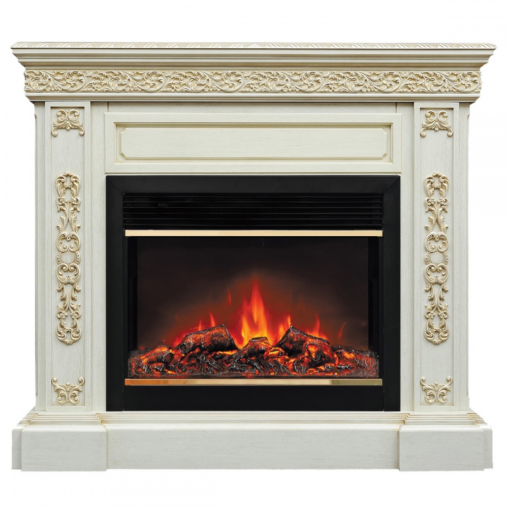 Электрокамин RealFlame  Ekaterina 26 WT с очагом Moonblaze Deluxe Brass