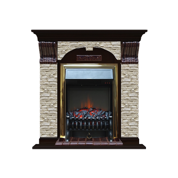 Каминокомплект Glenrich Арочный Грот однотонный (Fobos brass) венге