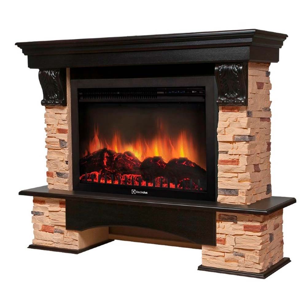 Каминокомплект Electrolux Pietra 26/30S с очагом EFP/P-3020LS камень сланец натуральный, шпон венге