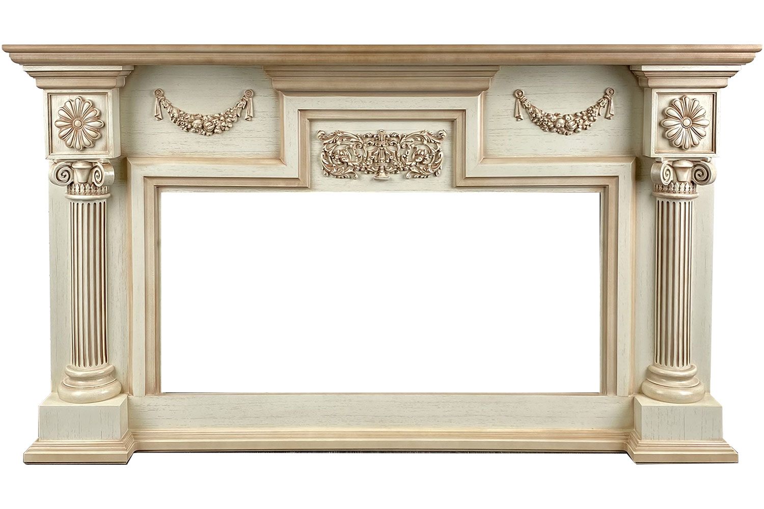 Каминокомплект Royal Flame  London - Слоновая кость с патиной (Ширина 1490 мм)  с очагом Vision 42 LED