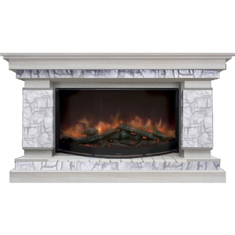 Каминокомплект Glenrich Лорд 86 (Rondo S86) старый город беленый дуб