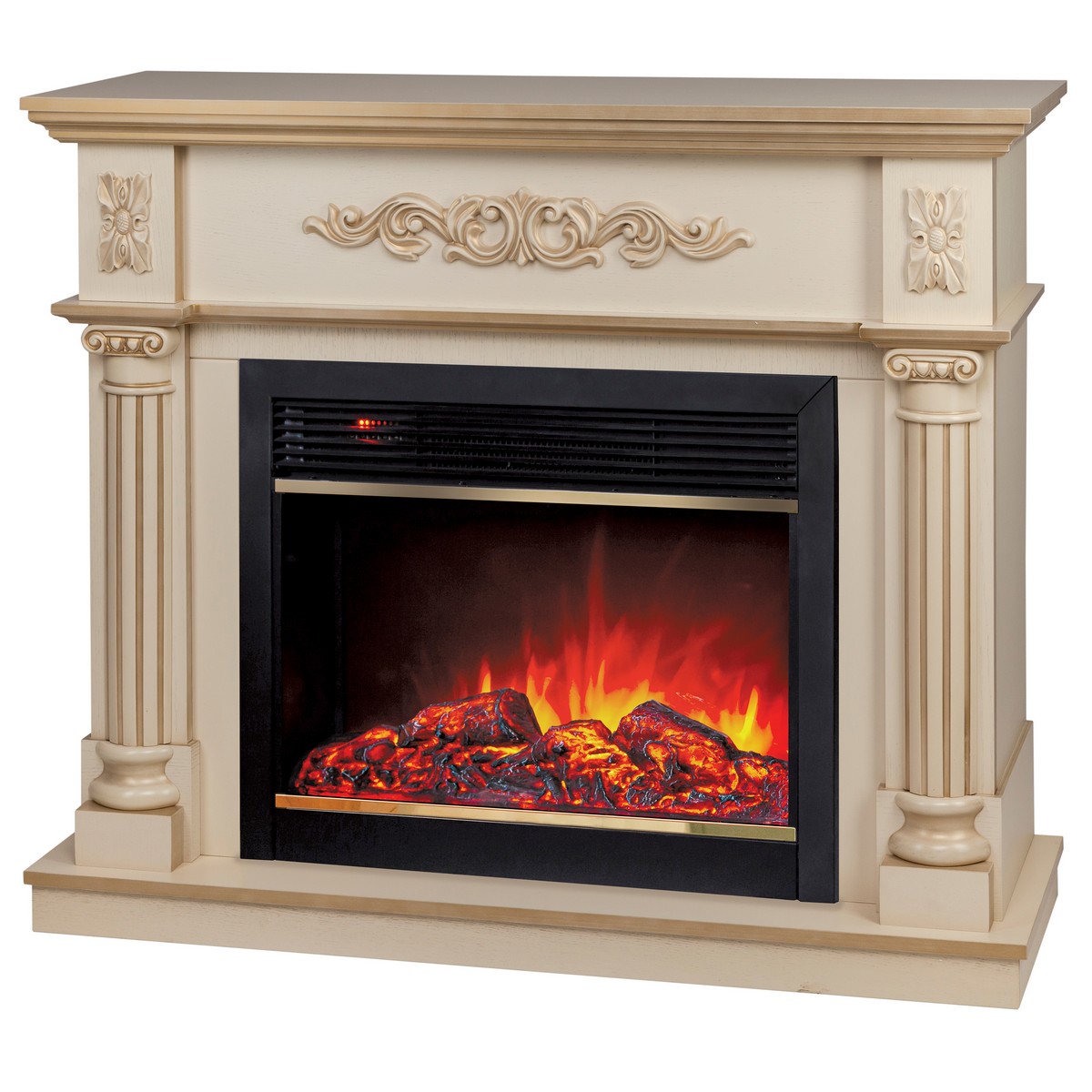 Электрокамин RealFlame  Silvia 26 WT-619G с очагом Moonblaze Deluxe Brass