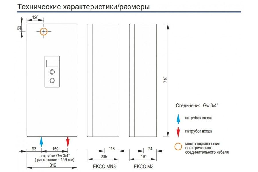 Электрический котел Kospel EKCO.LN3-12/16/20/24