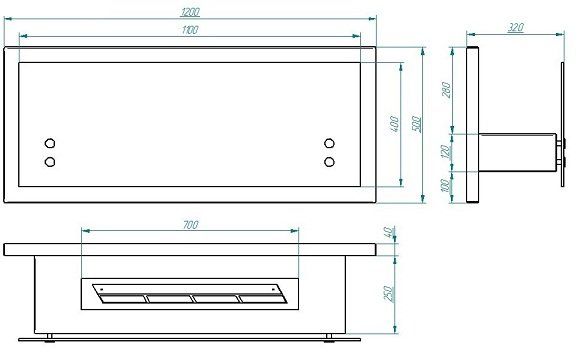 Биокамин настенный Zefire Polakr 1200