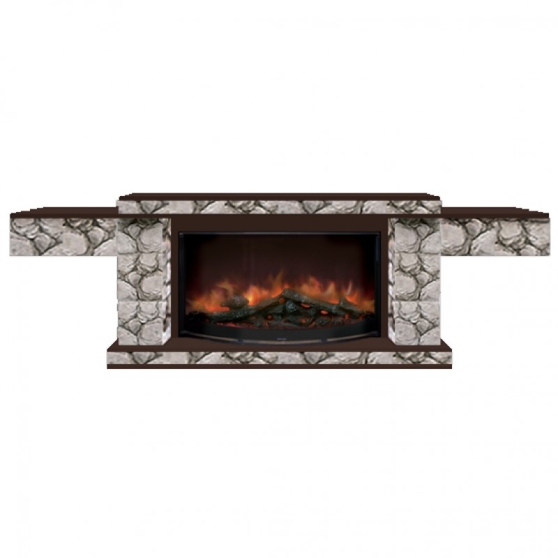 Каминокомплект Glenrich Тауэр Rondo S86 камень карелия, шпон дуб