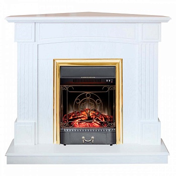 Электрокамин RealFlame  Andrea Corner WT с очагом Majestic Lux Brass