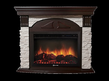 Портал Firelight Torre 26/30S камень белый, шпон темный дуб