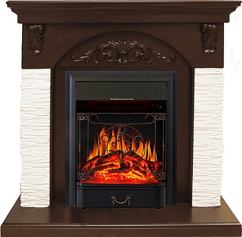 Каминокомплект Royal Flame  Bern Сланец мелкий белый / Темный дуб с очагом Majestic FX Black