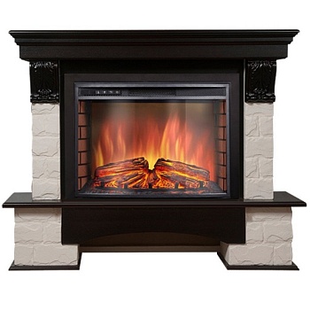 Каминокомплект Electrolux Forte 26/30S с очагом EFP/P-3020LS камень белый, шпон венге