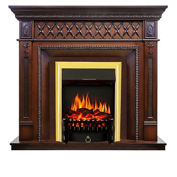 Каминокомплект Royal Flame  Alexandria - махагон коричневый антик с очагом Fobos FX Brass