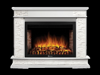 Портал Firelight Scala 30 камень сланец скалистый белый, шпон белый дуб