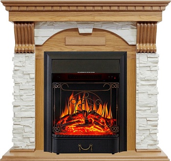 Каминокомплект Royal Flame  Dublin - Дуб / Сланец белый с очагом Majestic FX Black