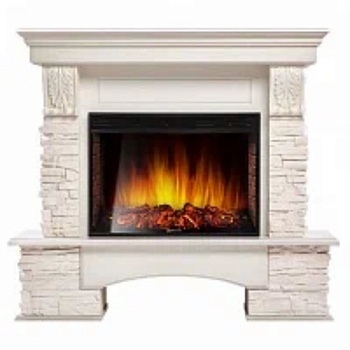 Каминокомплект Electrolux Pietra 25S с очагом EFP/P-2720RLS камень белый, шпон белёный дуб