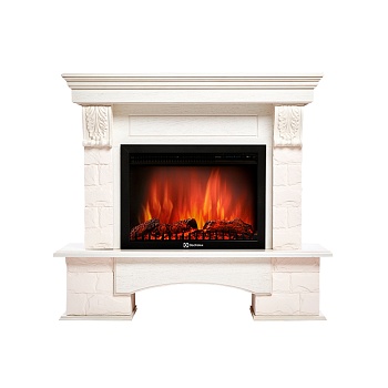 Каминокомплект Electrolux Forte 30S с очагом EFP/P-3020LS камень белый, шпон белёный дуб