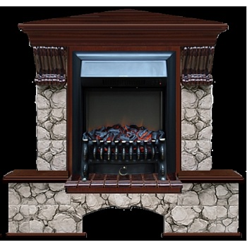 Каминокомплект Glenrich Бостон К угловой (Fobos black) красное дерево