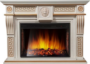Каминокомплект Electrolux Vittoriano 30 с очагом EFP/P-3320RLS белёный дуб с золотой патиной