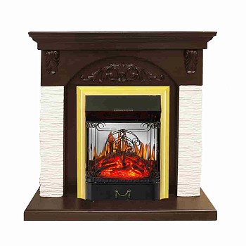 Каминокомплект Royal Flame  Bern Сланец мелкий белый / Темный дуб с очагом Majestic FX M Brass