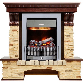 Каминокомплект Dimplex Pierre Luxe угловой - Темный дуб / Сланец (Высота 1005мм) с очагом Danville Chrome FB2