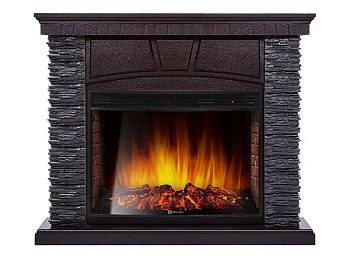 Каминокомплект Electrolux Porto 25U (угловой) с очагом EFP/P-2720RLS камень черный, шпон венге