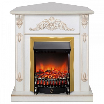 Электрокамин RealFlame  Anita Corner WT с очагом Fobos Lux Brass