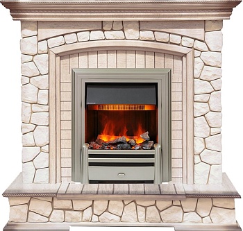 Каминокомплект Dimplex Preston - Белый/Слоновая кость с патиной с очагом Chesford