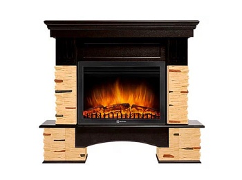 Каминокомплект Electrolux Pietra 25U (угловой) с очагом EFP/P-2720RLS сланец натуральный, шпон темный дуб