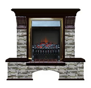 Каминокомплект Glenrich Бостон К Алтай (Fobos brass) дуб