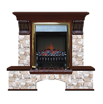 Каминокомплект Glenrich Бостон К Арбат (Fobos brass) красное дерево