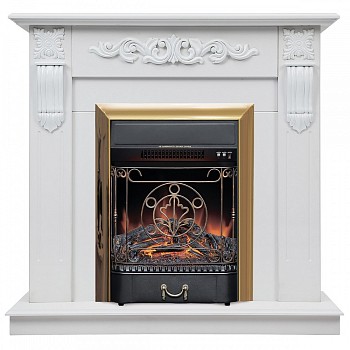 Электрокамин RealFlame  Dominica WT с очагом Majestic Lux Brass