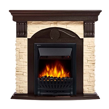 Каминокомплект Electrolux Torre Classic с очагом Classic EFP/P-1020LS камень слоновая кость, шпон венге