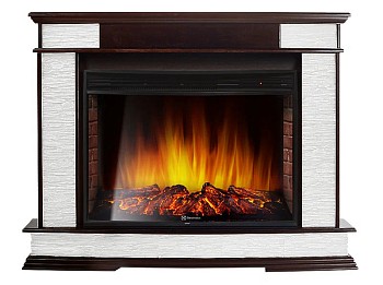 Каминокомплект Electrolux Scala 25 с очагом EFP/P-2720RLS камень сланец скалистый белый, шпон тёмный дуб