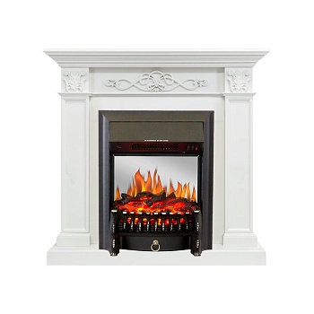 Каминокомплект Royal Flame  Verona - Белый дуб с очагом Fobos FX M Black