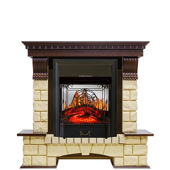Каминокомплект Royal Flame  Pierre Luxe - Темный дуб / Шампань с очагом Majestic FX M Black