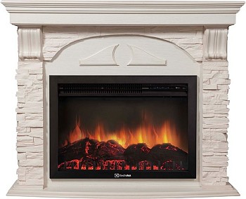 Каминокомплект Electrolux Torre 30S с очагом EFP/P-3020LS камень белый, шпон белёный дуб