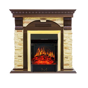 Каминокомплект Royal Flame  Dublin - Темный дуб / Сланец с очагом Majestic FX Brass