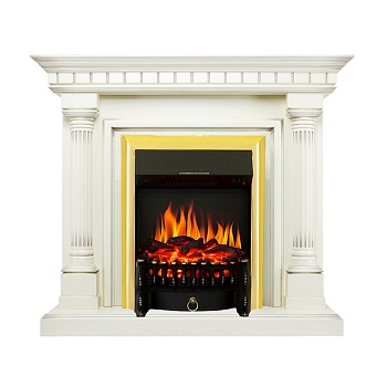 Каминокомплект Royal Flame  Dallas - Слоновая кость с патиной с очагом Fobos FX Brass
